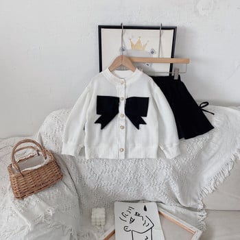 Άνοιξη φθινόπωρο για κορίτσια Κορεάτικο στυλ φιόγκος κόμπος ζακέτα Κορυφαία ρούχα μονόστομο μεγάλο μαύρο φιόγκο Διακόσμηση casual μπλουζάκι