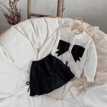 Άνοιξη φθινόπωρο για κορίτσια Κορεάτικο στυλ φιόγκος κόμπος ζακέτα Κορυφαία ρούχα μονόστομο μεγάλο μαύρο φιόγκο Διακόσμηση casual μπλουζάκι