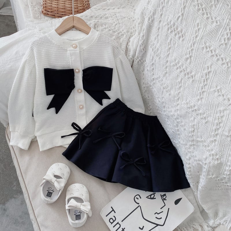 Proljeće jesen Djevojke u korejskom stilu Kardigan s mašnom i čvorom Gornja odjeća Jednoredno kopčanje s velikom crnom mašnom Dekoracija Ležerna jakna s kratkim rukavima