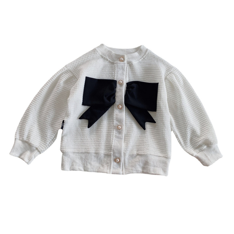 Proljeće jesen Djevojke u korejskom stilu Kardigan s mašnom i čvorom Gornja odjeća Jednoredno kopčanje s velikom crnom mašnom Dekoracija Ležerna jakna s kratkim rukavima