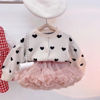 Πουλόβερ για κορίτσια Πλεκτό παλτό για κορίτσια 2023 Φθινόπωρο Νέο Παιδικό Πλεκτό Πουκάμισο Αγάπης Μωρό Μοντέρνο πολυχρηστικό πουλόβερ Ζακέτα