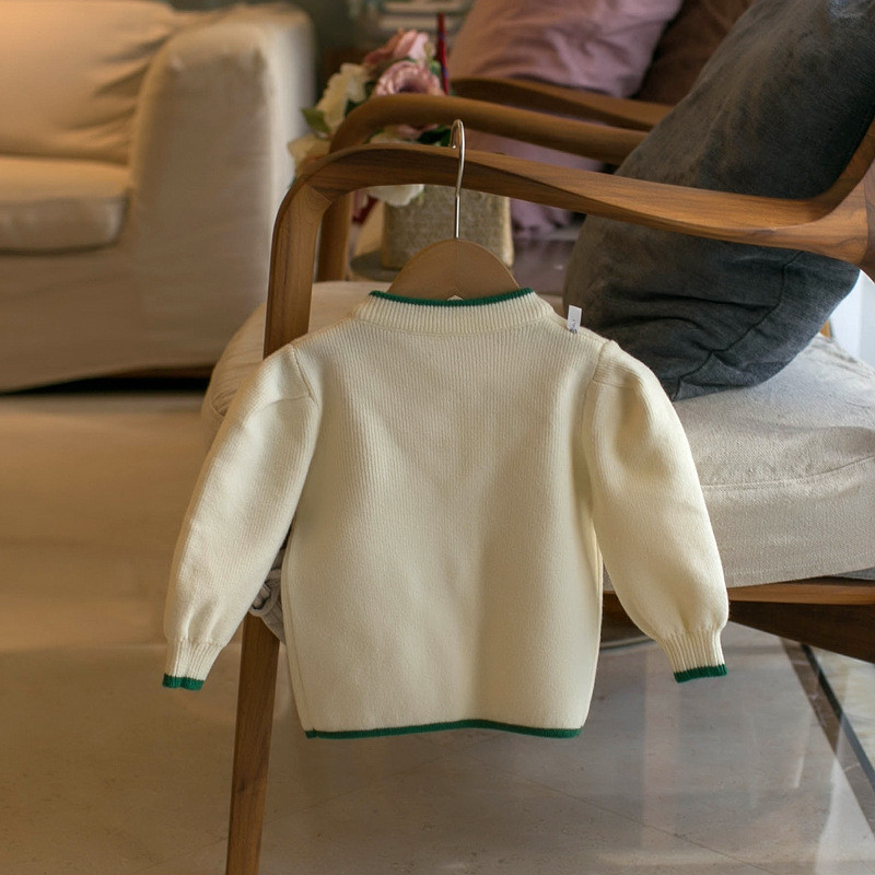 Jesen 2023, novi džemper za djevojčice, trešnja, džemper s okruglim izrezom, pletenina s jednim kopčanjem, dječja jakna, gornji zimski kaput