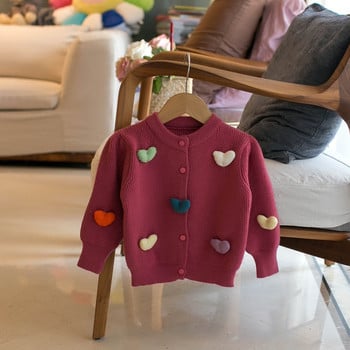 Κοριτσίστικο πουλόβερ 2023 Φθινόπωρο και Χειμώνας Νέο Παιδικό Πουλόβερ Κοριτσίστικα Ζακέτα αγάπης για κορίτσια Κορυφαία καραμέλα, χαριτωμένο πλεκτό παλτό πουλόβερ