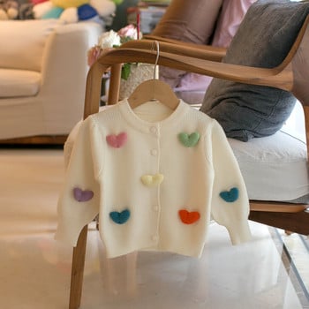 Κοριτσίστικο πουλόβερ 2023 Φθινόπωρο και Χειμώνας Νέο Παιδικό Πουλόβερ Κοριτσίστικα Ζακέτα αγάπης για κορίτσια Κορυφαία καραμέλα, χαριτωμένο πλεκτό παλτό πουλόβερ