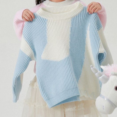2023, novi pleteni dječji pulover za djevojčice, jesenski kaput, korejski slatki top s dugim rukavima, jednostavna modna odjeća za bebe od 2 do 12 godina