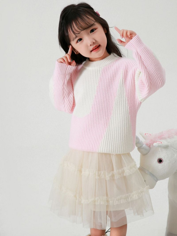 2023, novi pleteni dječji pulover za djevojčice, jesenski kaput, korejski slatki top s dugim rukavima, jednostavna modna odjeća za bebe od 2 do 12 godina