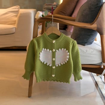 Πλεκτό πουλόβερ για κοριτσάκια 2023 Φθινόπωρο και χειμώνα Νέο παιδικό πουλόβερ Ζακέτα ανοιξιάτικη παιδική χειροποίητη μπλούζα αγάπης