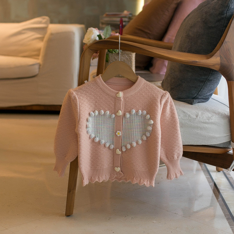 Jesen i zima 2023. Pleteni džemper za djevojčice Novi dječji džemper Kardigan Proljetni dječji ručno rađeni top sa loptom