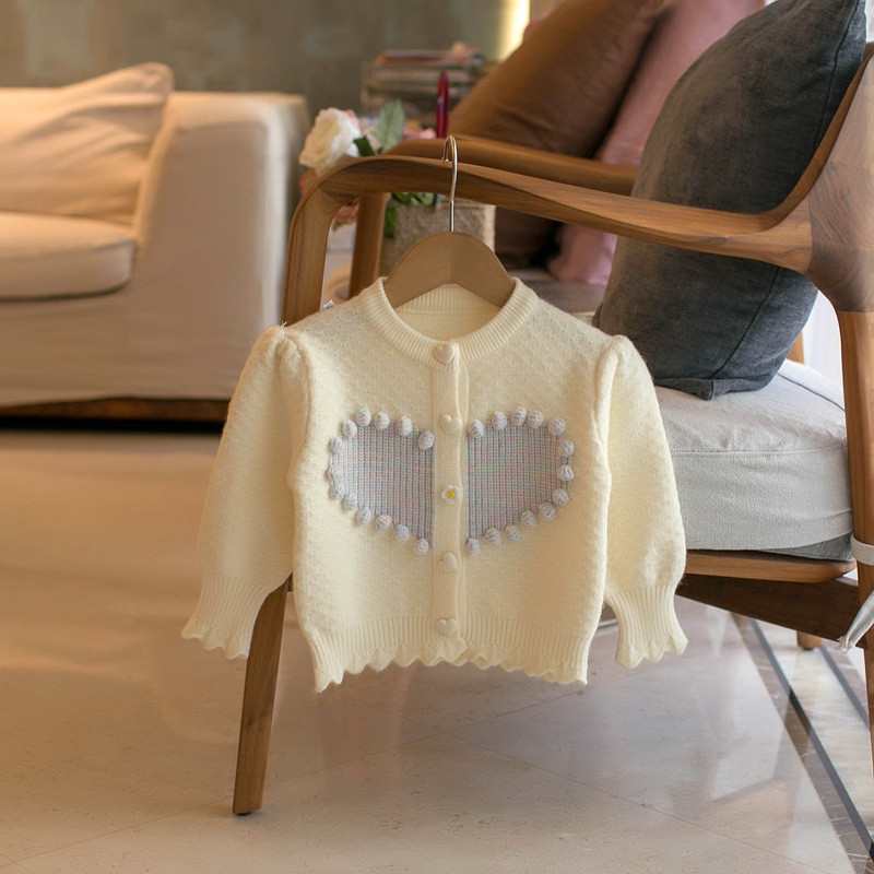 Jesen i zima 2023. Pleteni džemper za djevojčice Novi dječji džemper Kardigan Proljetni dječji ručno rađeni top sa loptom