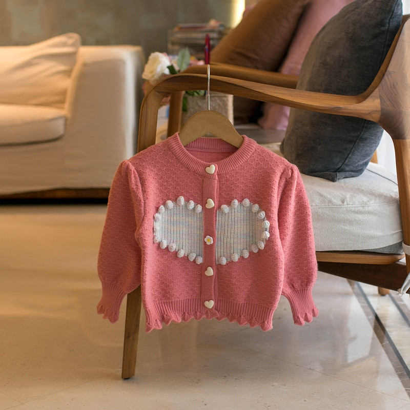 Jesen i zima 2023. Pleteni džemper za djevojčice Novi dječji džemper Kardigan Proljetni dječji ručno rađeni top sa loptom