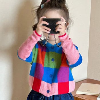 2023 Φθινόπωρο καινούργιο πουλόβερ για κορίτσια Παιδικά ρούχα Κορεατικά κορεάτικα πουλόβερ με κουκούλα με κουκούλα με καρό