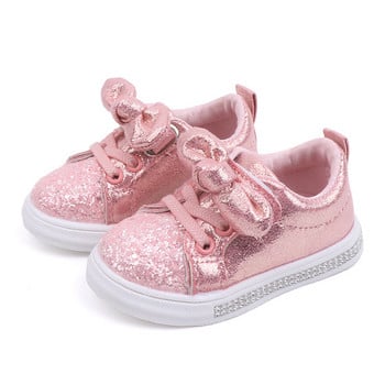 Детски обувки Папийонка Ежедневни обувки за момичета Модни обувки с равни подметки с пайети Едноцветни бебешки обувки Единични обувки Детски обувки за тенис