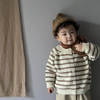 Детски бебешки пуловер Раирана плетена жилетка Есенни дрехи за бебе момче момиче с кръгло деколте Детско връхно облекло за малко дете момиче момче 1-6 г.