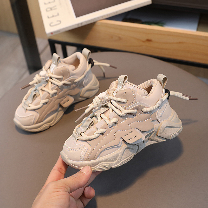 Dječje modne jednobojne crne jesenske i zimske tenisice za dječake Vodootporne PU pamučne školske sportske cipele za djevojčice na vezanje