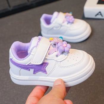 Детски ежедневни обувки 2023 г. Бебешки обувки за малко дете Момичета Анимационни шарки на животни Бели обувки Меки и дишащи бордови обувки за момчета