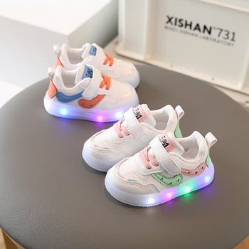 Летни обувки за малко дете с LED светлини Светещи маратонки за деца Момичета Дишащи светещи обувки с мека подметка Little Bear Тенис подарък