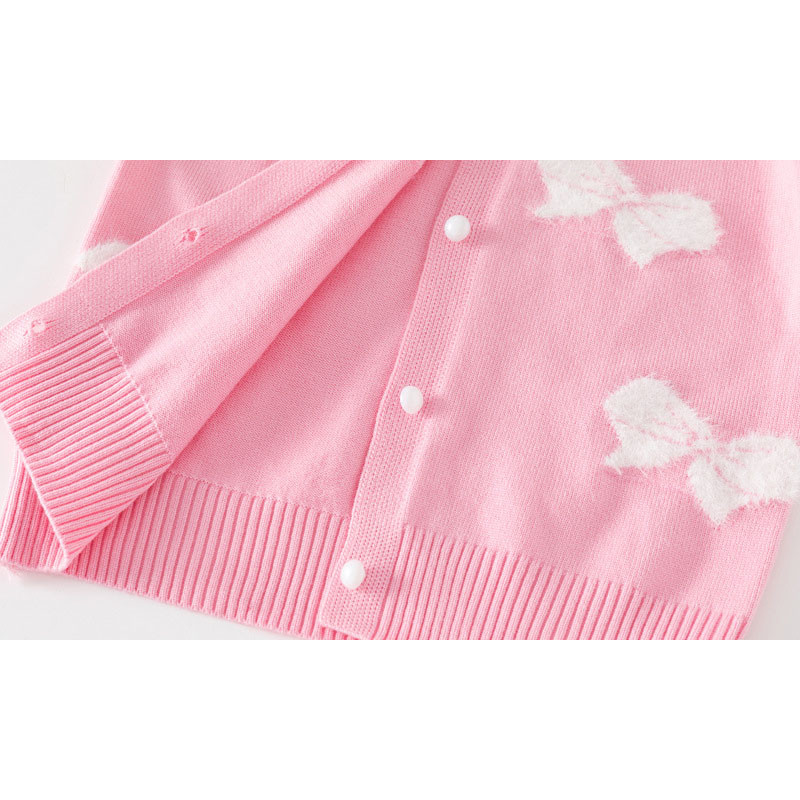 2-8T Pulover s mašnom i printom Djevojčica Kardigan za malu djecu Odjeća za bebe Zimski pleteni pulover Pletena odjeća dugih rukava Dječja odjeća