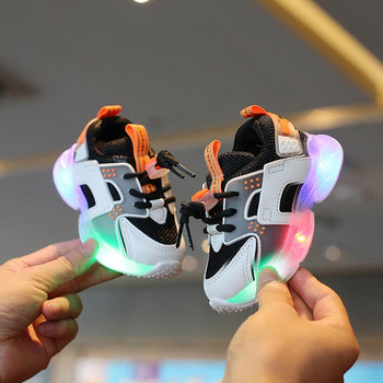 Есенни детски спортни обувки за 2023 г. с леки дишащи мрежести маратонки за малко момиченце 1 до 5 години Детски обувки Момчета LED детски маратонки