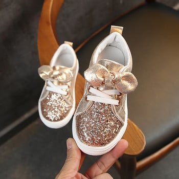 Детски маратонки Обувки за момичета Ежедневни детски обувки Спортни модни блестящи кожени бебешки обувки за малко дете Принцеса Бебешки меки обувки