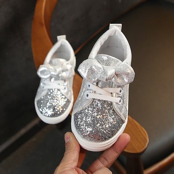 Детски маратонки Обувки за момичета Ежедневни детски обувки Спортни модни блестящи кожени бебешки обувки за малко дете Принцеса Бебешки меки обувки