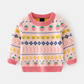 2-8T Flower Print Πουλόβερ για παιδικό κορίτσι για παιδιά Ζεστά χειμωνιάτικα ρούχα Πλεκτό πουλόβερ επάνω μακρυμάνικο βρεφικό πλεκτό γλυκό στολή