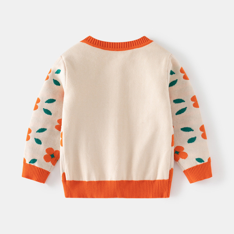 2-8T džemper s cvjetnim džemperom za djevojčice Elegantna dječja dječja odjeća Zimska pletena dječja cvjetna pletena kaputna odjeća