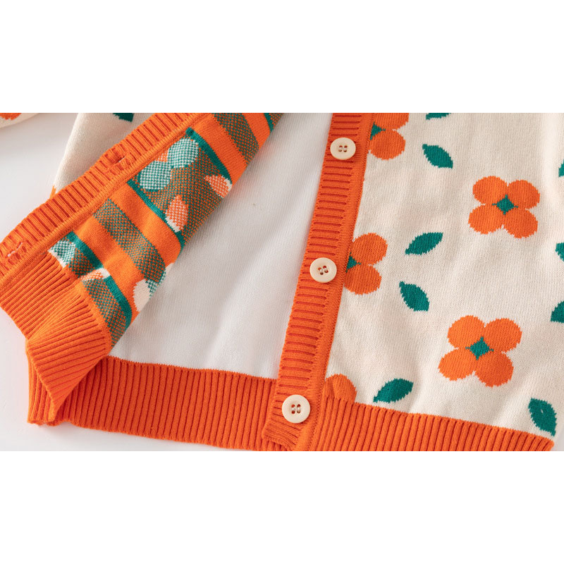 2-8T džemper s cvjetnim džemperom za djevojčice Elegantna dječja dječja odjeća Zimska pletena dječja cvjetna pletena kaputna odjeća