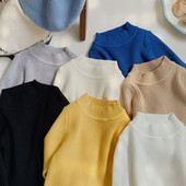 3-9T Copil Copil Bebeluș Băiat Fată Haine tricot Pulover cu gât țesut Top cu mânecă lungă Pulover Sugar Copil Stretch Tinuta caldă tricotaj