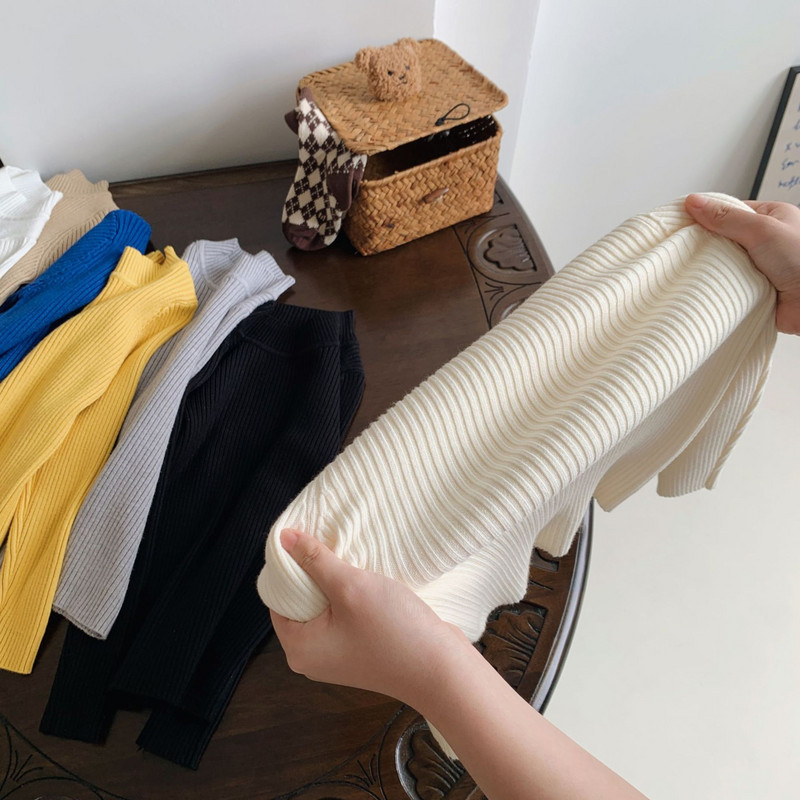 Odjeća za malu djecu 3-9T, dječaci, dječaci, djevojčice, pleteni pulover s dolčevitom, gornji dio dugih rukava, dječji pulover, rastezljiva topla pletena odjeća