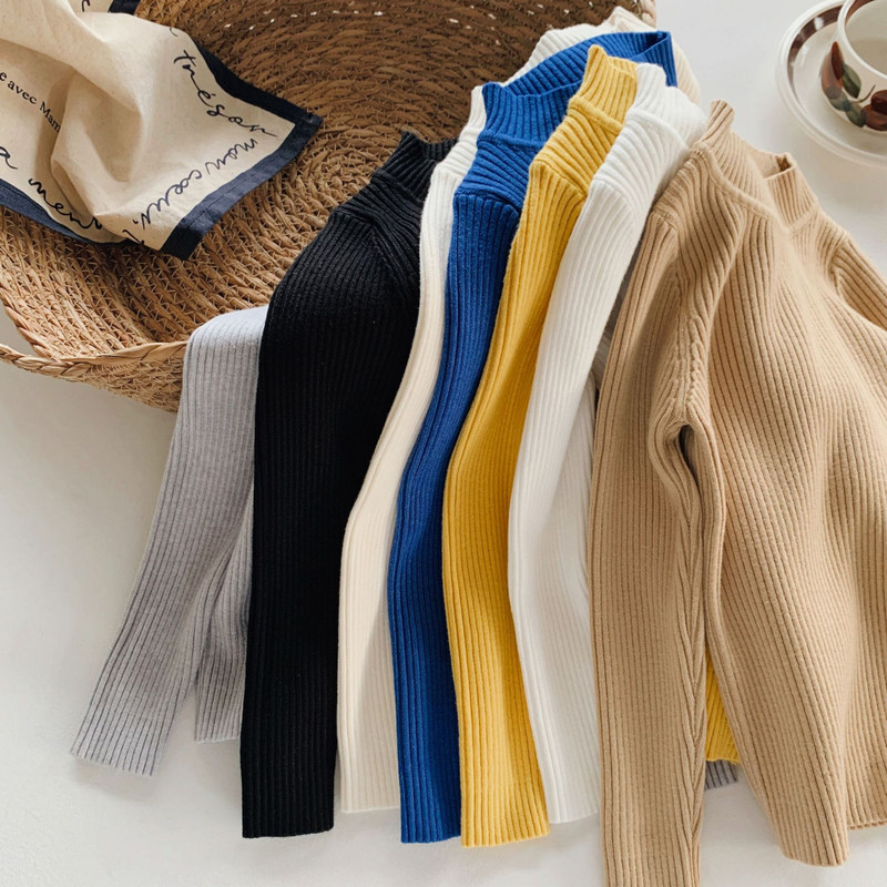 Odjeća za malu djecu 3-9T, dječaci, dječaci, djevojčice, pleteni pulover s dolčevitom, gornji dio dugih rukava, dječji pulover, rastezljiva topla pletena odjeća