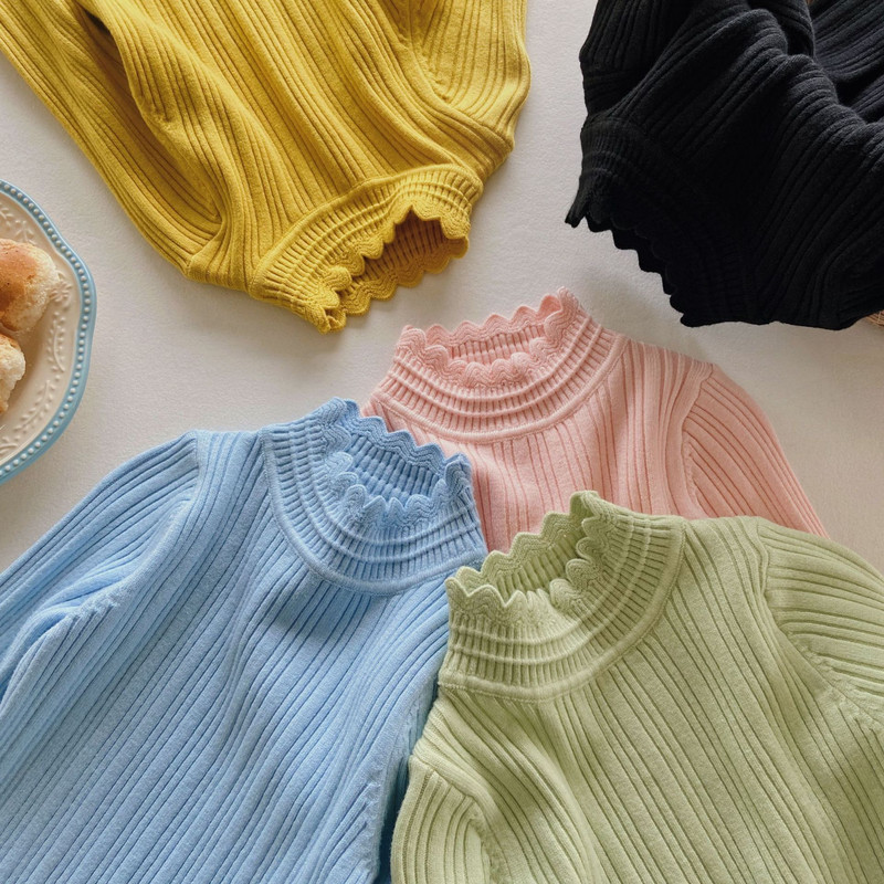 3-9T Ležerni pulover za djevojčice Elegantna zimska odjeća Pleteni pulover Top za malu djecu Dječja dolčevita odjeća Dječja pletena odjeća