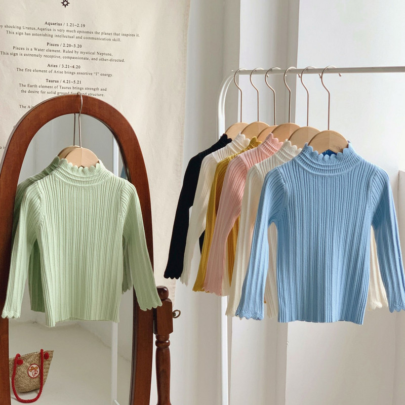 3-9T Ležerni pulover za djevojčice Elegantna zimska odjeća Pleteni pulover Top za malu djecu Dječja dolčevita odjeća Dječja pletena odjeća