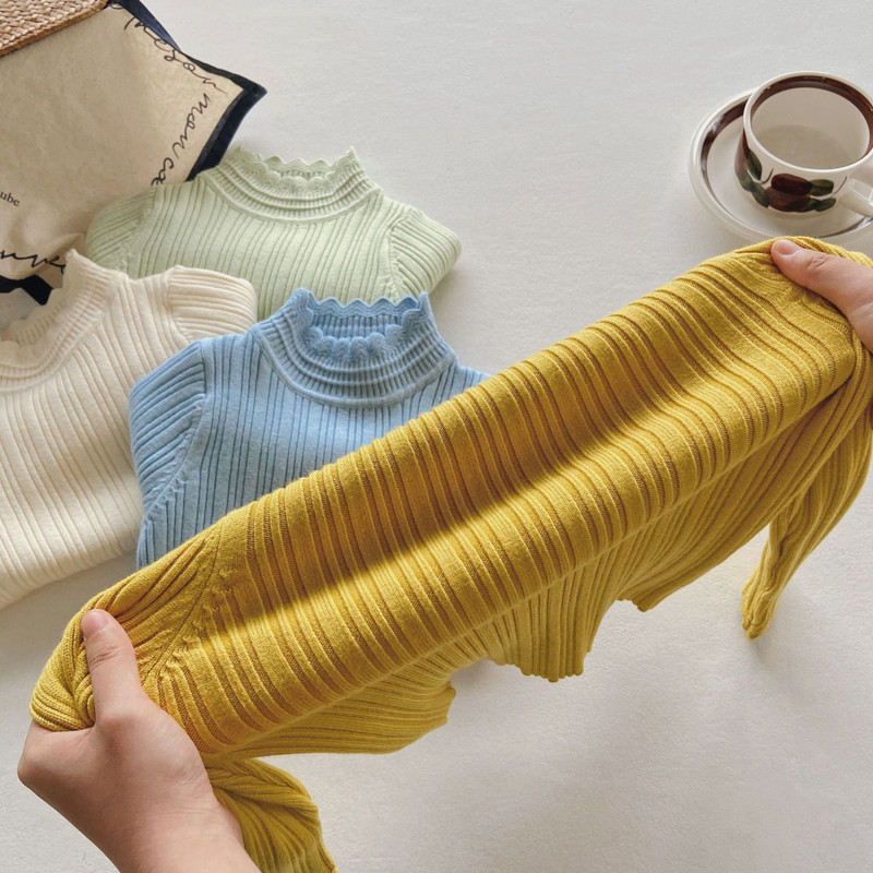 3-9T Ležerni pulover za djevojčice Elegantna zimska odjeća Pleteni pulover Top za malu djecu Dječja dolčevita odjeća Dječja pletena odjeća