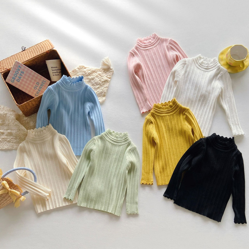 3-9T Ležerni pulover za djevojčice Elegantna zimska odjeća Pleteni pulover Top za malu djecu Dječja dolčevita odjeća Dječja pletena odjeća