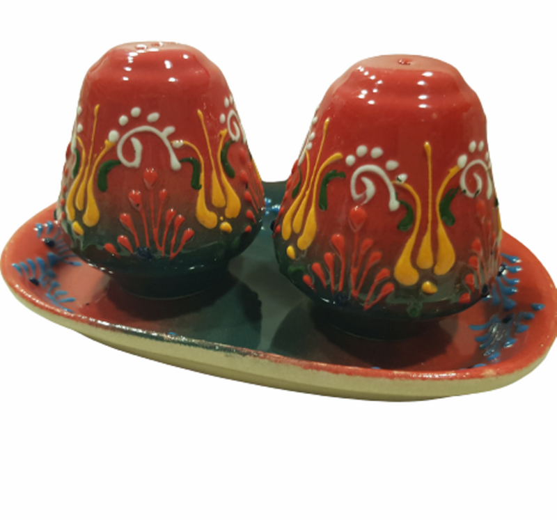 Комплект за маса Ahelos, Солнички, Ръчно рисувана, 17х9 см.