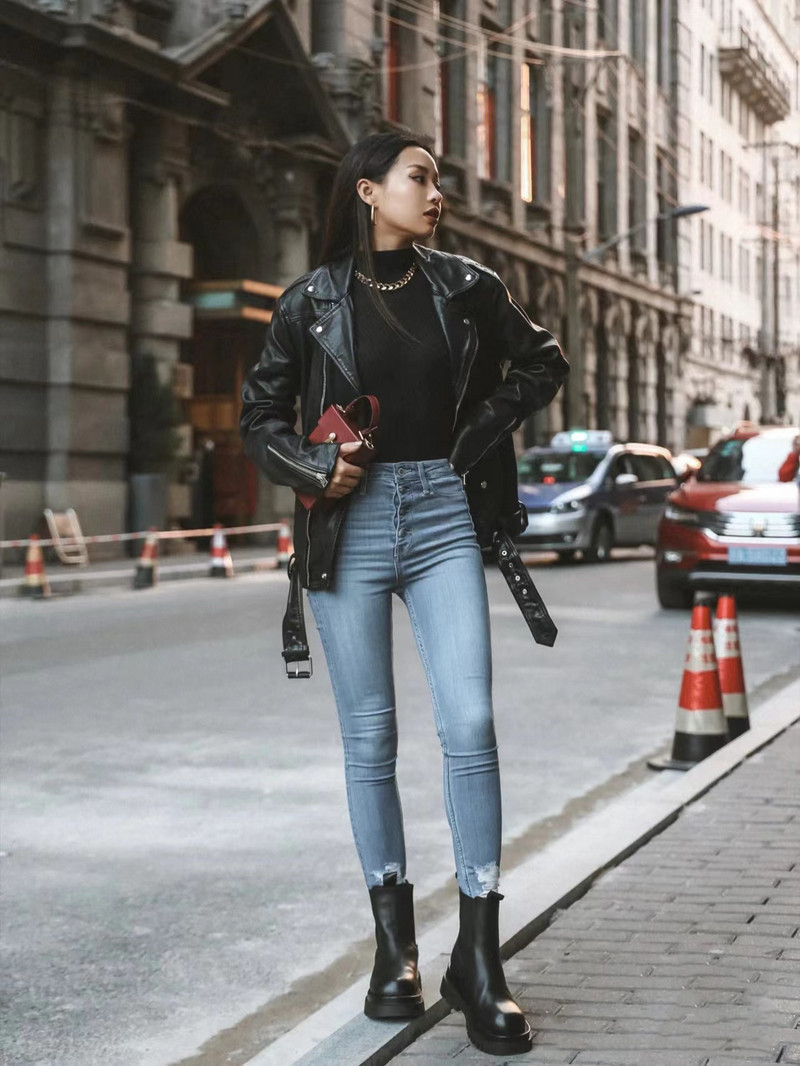 RARF 2023 Nova ženska motociklistička kožna jakna od PU imitacije kože široka crna jakna