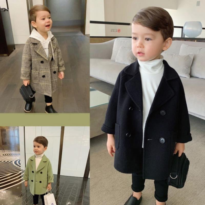Proljeće Jesen 2023. Dječaci Jakne Dječje Djevojčice Vuneni kaput s dvostrukim kopčanjem Baby Trenč kaput na rever Dječja gornja odjeća Zimski vuneni kaput