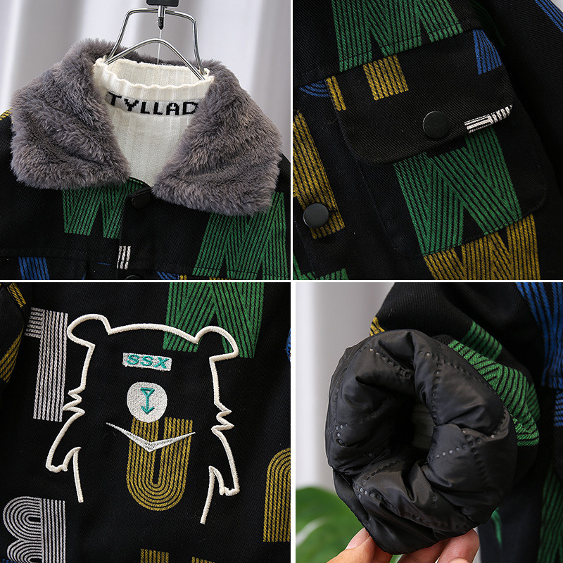 Novi dječji traper plišani kaput, modna dječačka jakna s pismom, zima 2-11 g