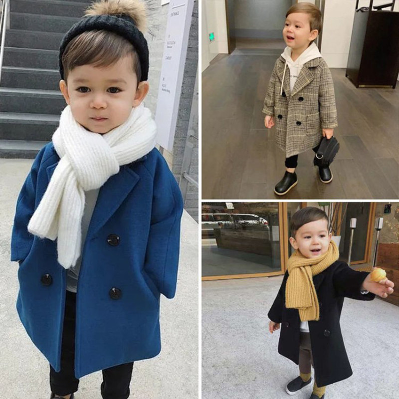 Proljeće Jakne za dječake Djevojčice Vuneni kaput s dvostrukim kopčanjem Dječji trenč kaput Jesen Dječja gornja odjeća Zimski vuneni kaput