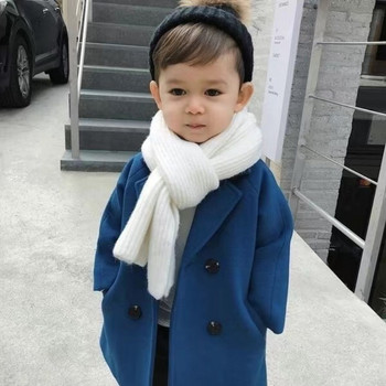 Есенно зимно бебешко яке за момчета Едноцветно класическо модно топло палто с ветровка Вълнено горно облекло с дълъг ръкав Детски дрехи