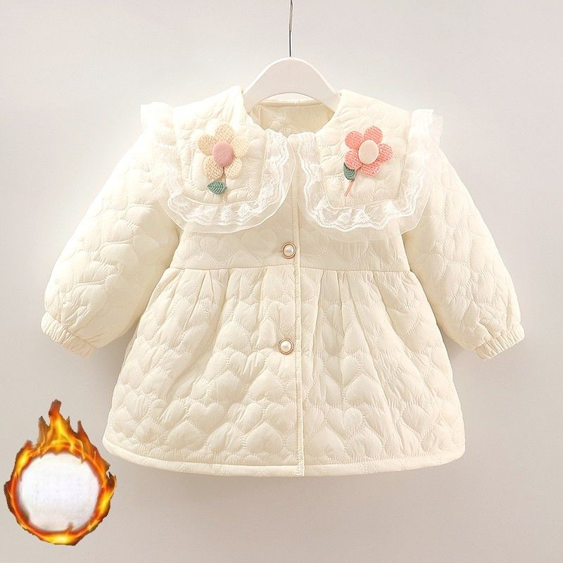 Nove zimske dječje tople pamučne jakne 2023. Odjeća za djevojčice Kaputi za djecu i bebe u korejskom stilu za djevojčice Gornja odjeća s cvijećem W52
