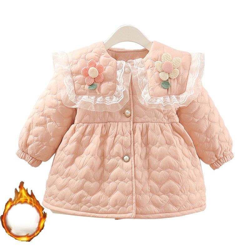 Nove zimske dječje tople pamučne jakne 2023. Odjeća za djevojčice Kaputi za djecu i bebe u korejskom stilu za djevojčice Gornja odjeća s cvijećem W52