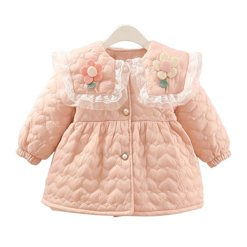 Nove zimske dječje tople pamučne jakne 2023. Odjeća za djevojčice Kaputi za djecu i bebe u korejskom stilu za djevojčice Gornja odjeća s cvijećem W52