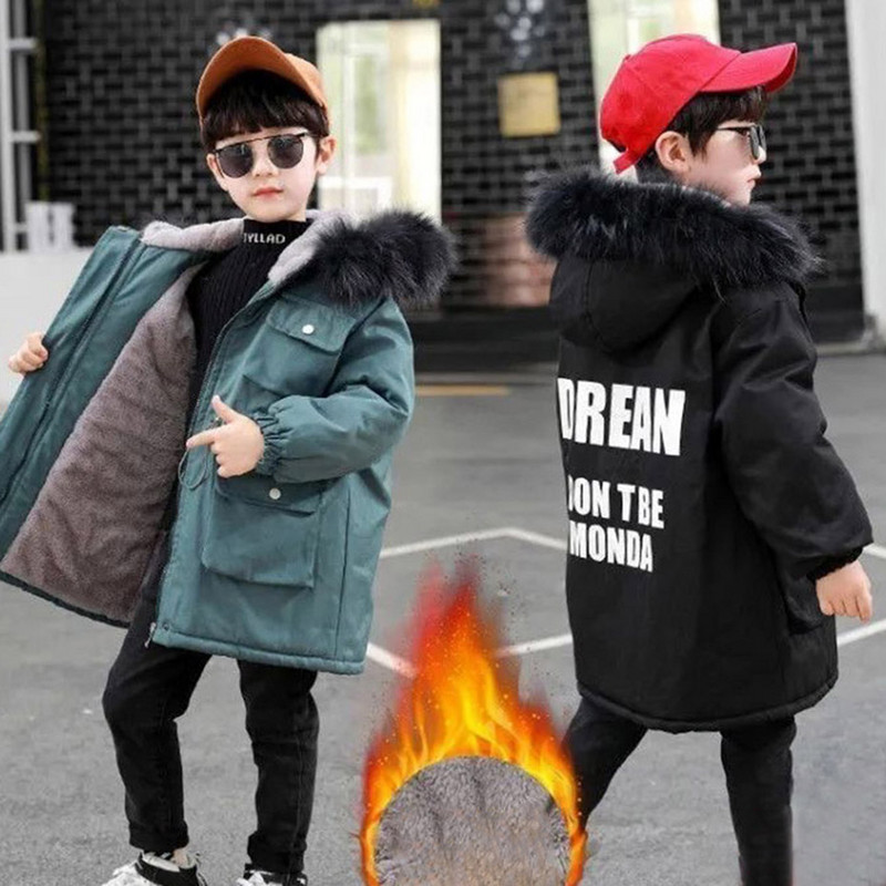 Kaput za dječake Krznene majice s kapuljačom Debeli topli kaput za dječake Pamučno podstavljeni kaputi za djecu Tinejdžerska odjeća za dječake 6 8 10 12 14