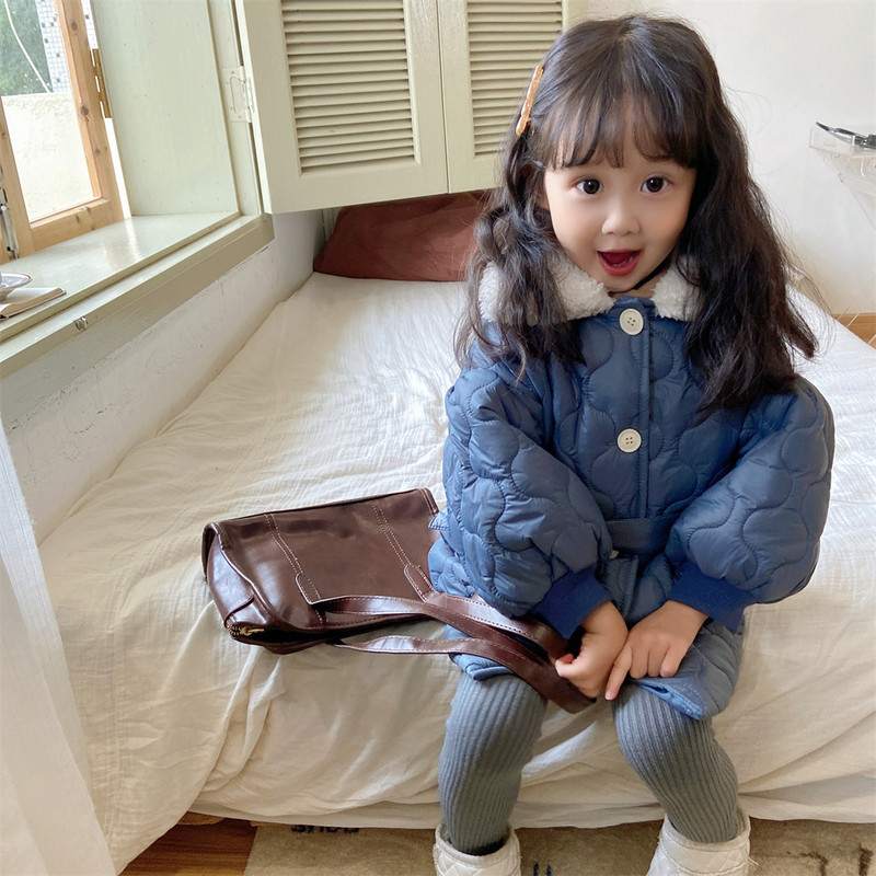 Zimske nove kapute s remenom za djevojčice, dječje marke Parke, odjeća za malu djecu Duga gornja odjeća Dječja modna odjeća za princeze Tople puhove