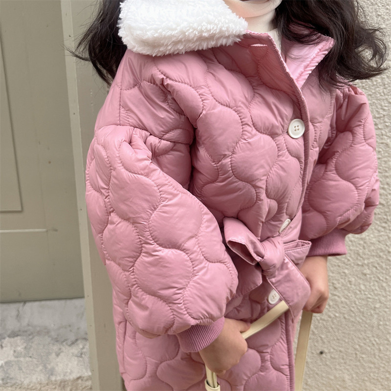 Zimske nove kapute s remenom za djevojčice, dječje marke Parke, odjeća za malu djecu Duga gornja odjeća Dječja modna odjeća za princeze Tople puhove