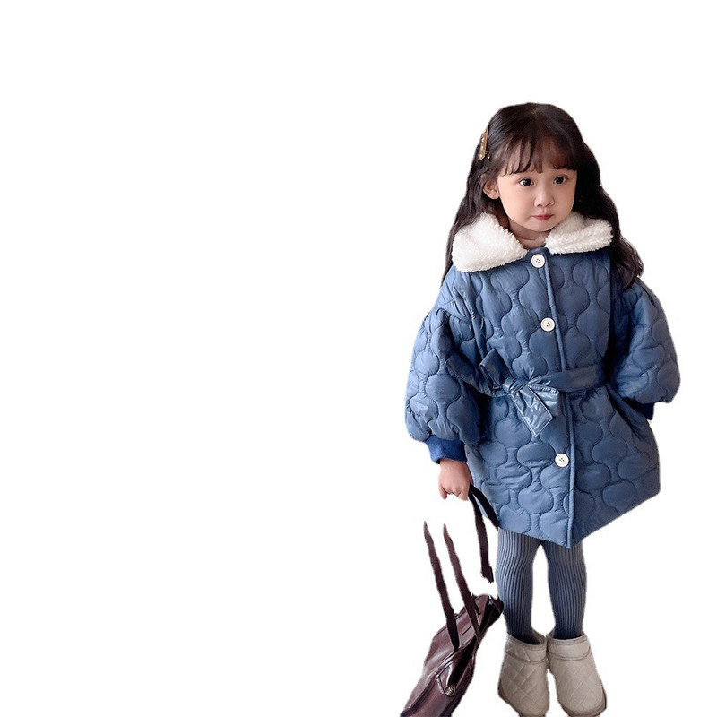 Zimske nove kapute s remenom za djevojčice, dječje marke Parke, odjeća za malu djecu Duga gornja odjeća Dječja modna odjeća za princeze Tople puhove