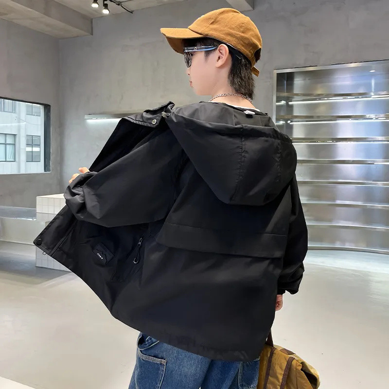 Jakne za dječake Jesenski kaput otporan na vjetar Dječja parka Odjeća 5-14 godina Tinejdžeri Gornja odjeća s kapuljačom CH87