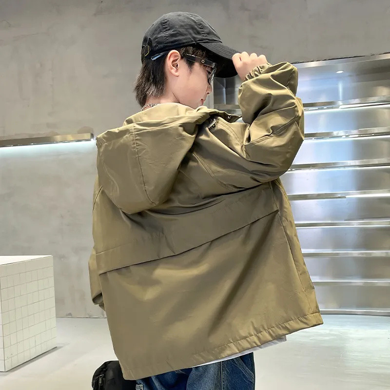 Jakne za dječake Jesenski kaput otporan na vjetar Dječja parka Odjeća 5-14 godina Tinejdžeri Gornja odjeća s kapuljačom CH87