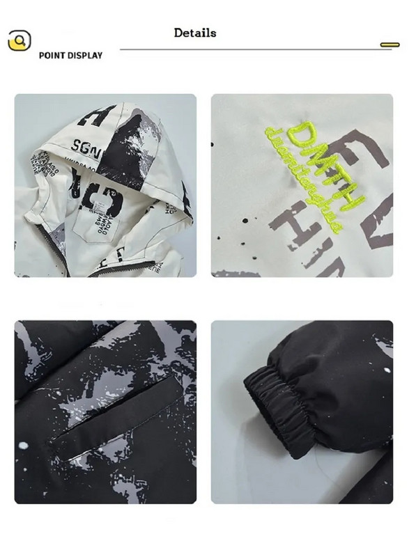 Proljeće ljeto Vodootporne kontrastne jakne s kapuljačom Podstavljene za dječake Školska dječja odjeća Gornji kaputi Gornja odjeća za djecu 3-14 godina